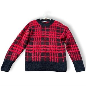 Time and Tru Red and Black Checkered Sweater